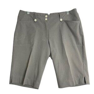 Nike Golf Shorts Womens 10 Gray Stripe Bermuda Dri Fit Mid‎ Rise Stretch Pockets